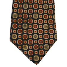 VTG John Weitz Silk Tie Blue Red Geometric Pattern Made in USA Necktie