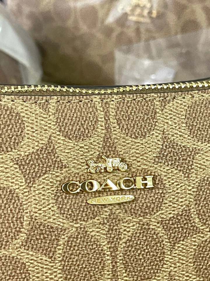 Bolso de Hombro COACH Teri en Lona Signature Dorado/Tostado/Marrón Nuevo Foto 4 de 4