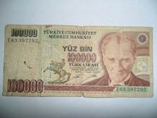 BANCONOTA 100.000 LIRASI TURCHIA 1970
