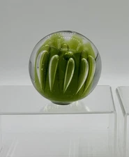 Blenko Stopper Top for 6842 or 6715 Olive Elongated Bubble - *READ* Damaged