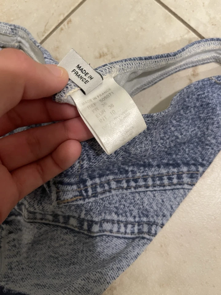 Vintage 2000s John Galliano Dior Denim Print Bikini Set - Image 4 of 4