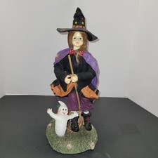 VTG WITCH HALLOWEEN FIGURE 14" Fabric Mache and Resin