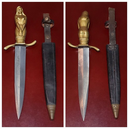 Vtg. Korium The Maiden Nude Lady Dagger w/ Sheath ~ Made in Germany