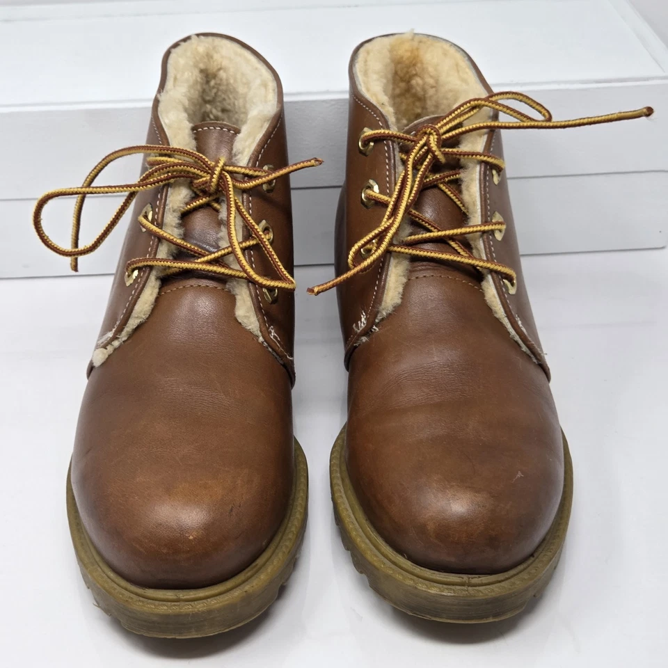 De Colección Timberland Mujer 6.5 EE. UU. Cuero Marrón Botines Sherpa Resistente al Aceite Foto 3 de 4