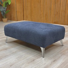 DFS 'Dawson' Footstool Indigo Dawson Plain Bench Stool Chrome Feet RRP £300 NEW