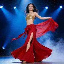 Belly Dance Practice Skirt Half Skirt Bottom Beginner Slim Side Slit Long Skirt
