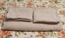 Quince 100 Linen Full / Queen Duvet Cover Set Natural Oatmeal 2 Standard Shams