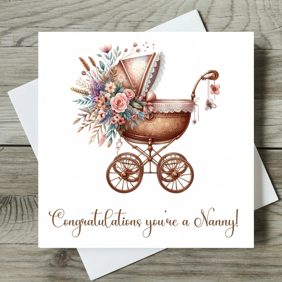 CREATED BY MRS WINDSOR Personalised New Nanny Congratulations Neutral New Baby Grandparents Grandma