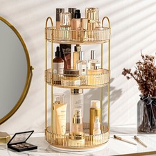 2/3 Tier Desktop Organiser Rotating Spice Rack Makeup Tray Perfume Display Stand