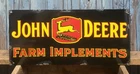 Large Vintage John Deere FarmImplements Porcelain MetalDealer Sign / Tractors