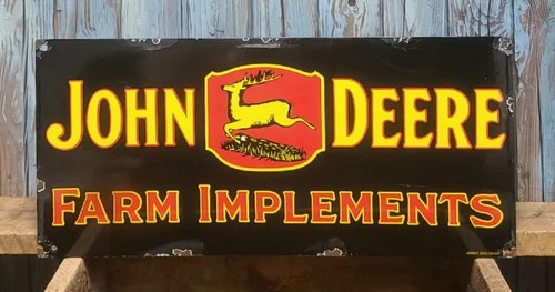 Large Vintage John Deere FarmImplements Porcelain MetalDealer Sign / Tractors