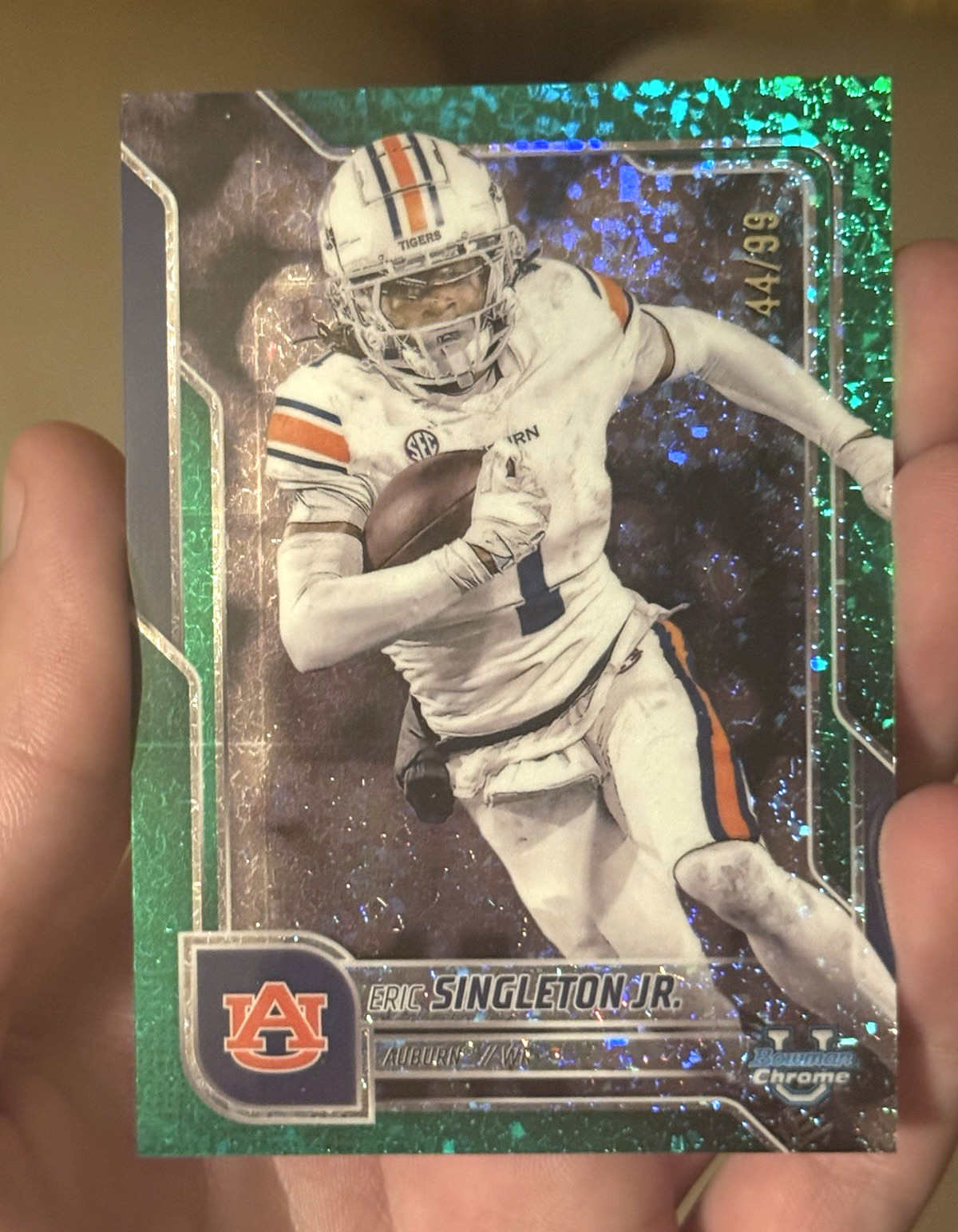 Topps 2025 Bowman Chrome Eric Singleton Jr. Auburn Tigers Green /99 #186