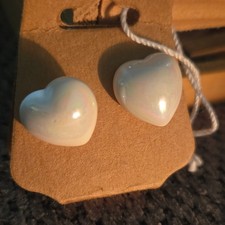 White Heart Stud Earrings Butterfly Closure Love Theme Fashion Jewelry