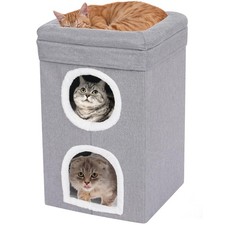 Foldable Cute Modern Cat Condo Cat House Gray Indoor Cats Bed For Home Pet Shop
