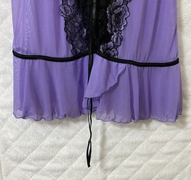 iCollection Lace Corset Back Babydoll Lingerie Flyaway Top Purple Mesh Plus 3X