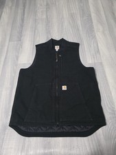Carhartt Arctic Quilt Lined Washed Duck Full-Zip Black Vest Mens L Tall