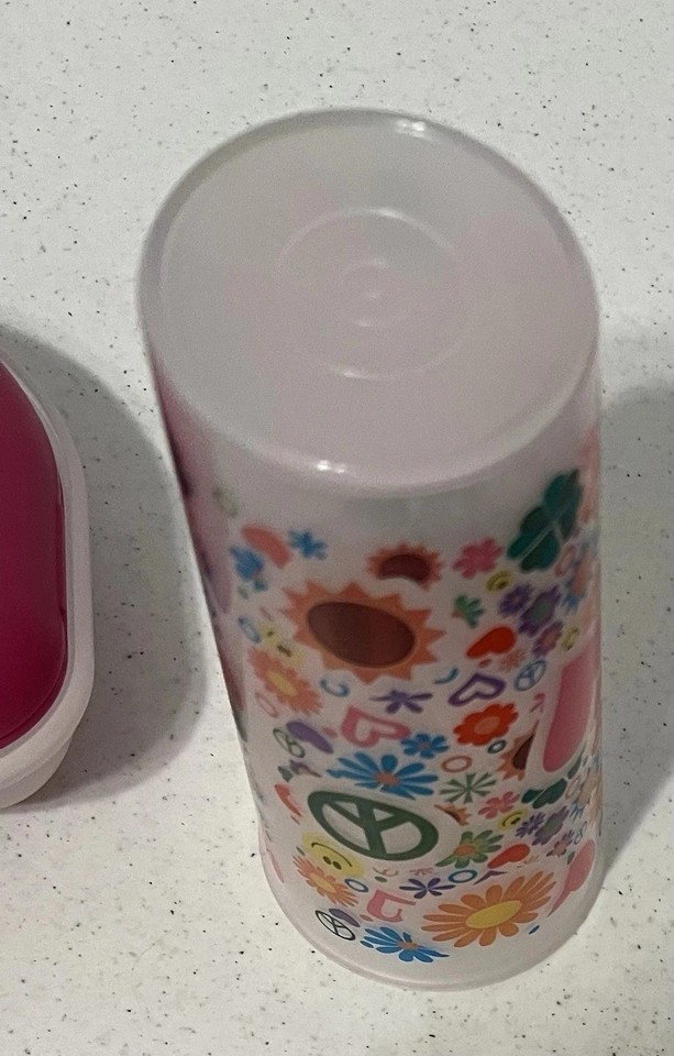 Tupperware Flowery Pink Cup With Lid + Organizer Storage Box 4962 5107 ...