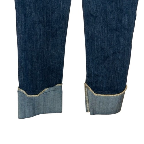 Caslon Women's Straight Leg Capri Jeans Size 25 Dark Blue Wash Cuffed Stretch - Picture 6 of 10