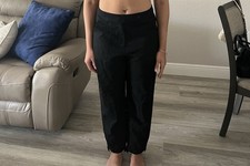 Black Ankle Pants Flat Front Straight Leg Women's Casual Solid
