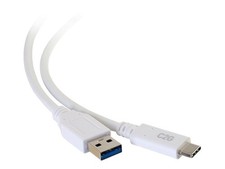 C2G 28837 10 ft. USB 3.0 USB Type C To USB A USB Cable White M-M