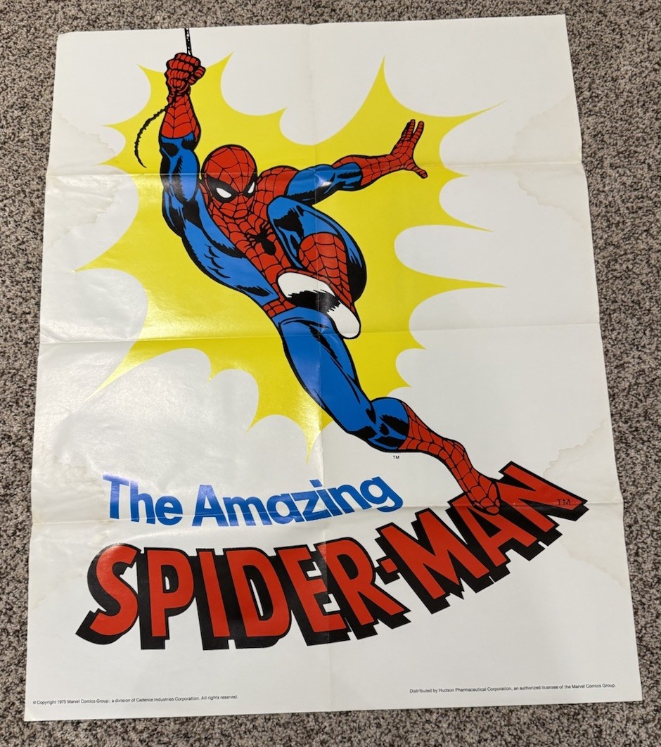 Póster 1975 Romita Amazing Spider-Man 28" x 22,75" Hudson Vitamins Marvel Comics