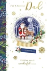 For A Special Dad Santa & Reindeer Tree Design Christmas Card Lovely Verse kf053