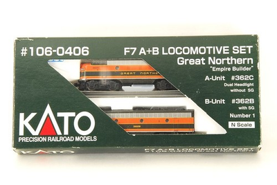 #ad #ad KATO N Scale #106 0406 F7 AB LOCOMOTIVE SET Great Northern #362C #362B $249.99
