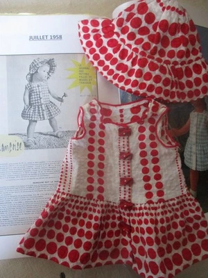 Robe et chapeau  Françoise poupée Modes et travaux JUILLET 1958 - Photo 1/4