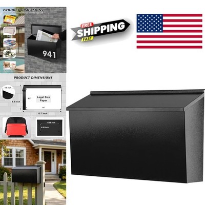 Black Wall Mount Mailbox for House Large Capacity Rust Proof Lightweight Design