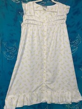 Blair Cottagecore Floral Yellow Rose white Cotton Blendruffle Nightgown Gown L
