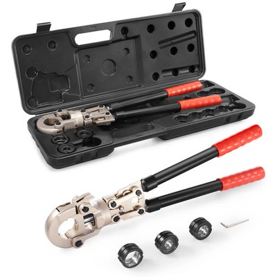 Copper Press Tool Tube Fittings Crimping Kit W/ 1/2'' 3/4'' 1'' Quick Change Jaws
