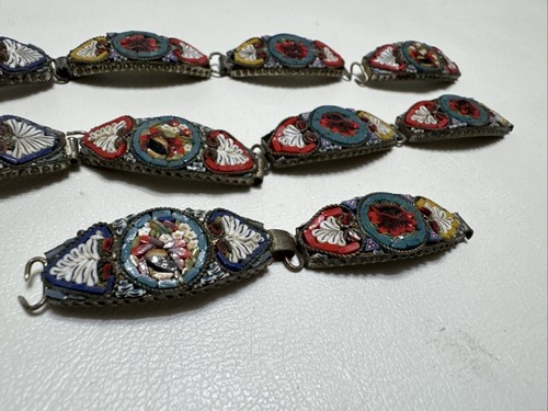 Vintage Italian Micro Mosaic Flower Bracelet Made in Italy NEEDS REPAIR - Picture 4 of 6