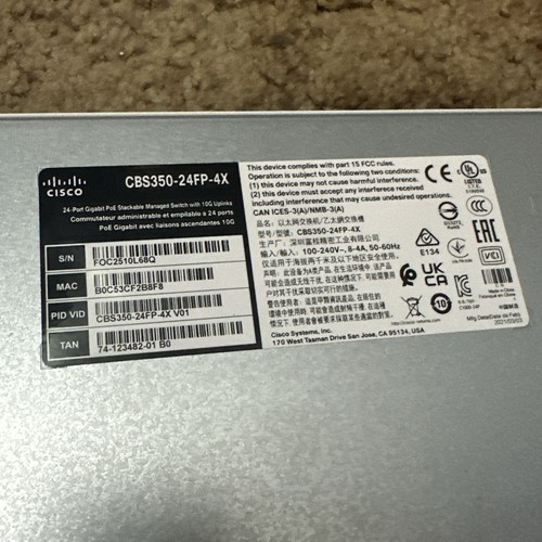 NEW Open Box Cisco 24x Gigabit / 4x SFP PoE+ Business Switch CBS350-24P-4X - Picture 3 of 3
