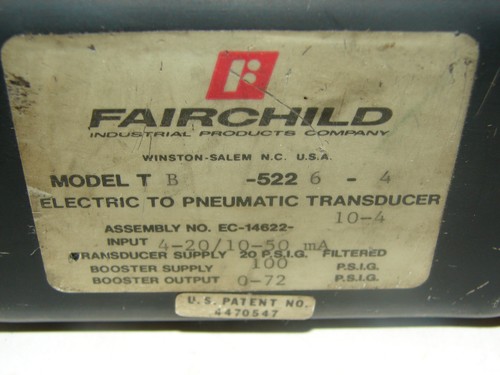 FAIRCHILD TB-5226-4 ELECTRIC TO PNEUMATIC TRANSDUCER ****XLNT****  - Picture 2 of 3