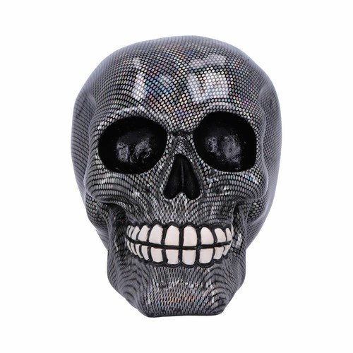 HOLOGRAFISCHES SILBER NETZ SCHÄDEL ORNAMENT 16,5 CM GOTHIC FANTASY MYTHOS BRANDNEU - Bild 2 von 6