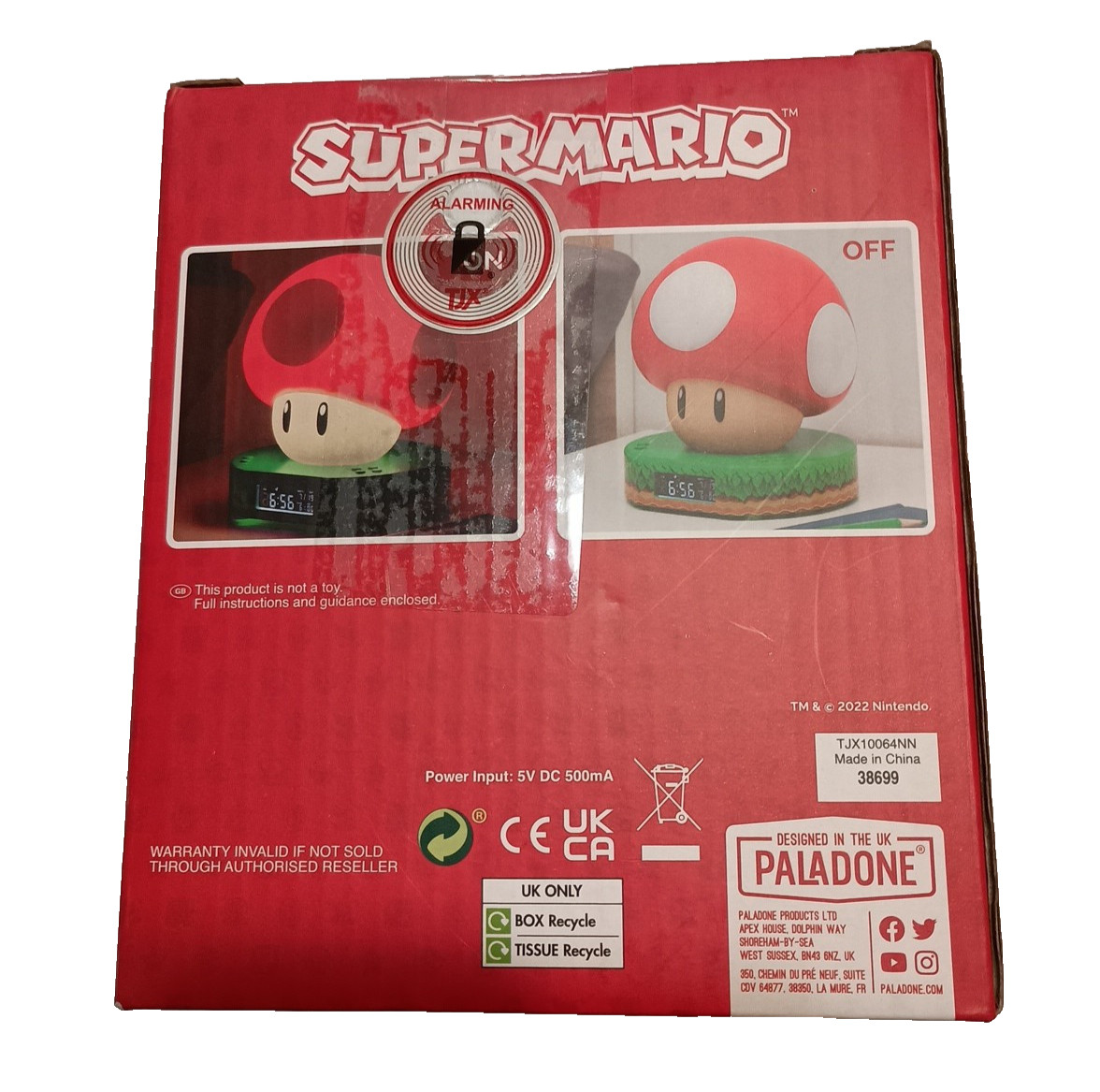Super Mario Super Mushroom Digital Alarm Clock Mood Light New In Box Paladone
