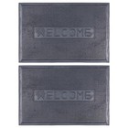 2x Black Welcome 60cm x 40cm Heavy Duty Rubber Dirt Trapper Door Mat Non-Slip