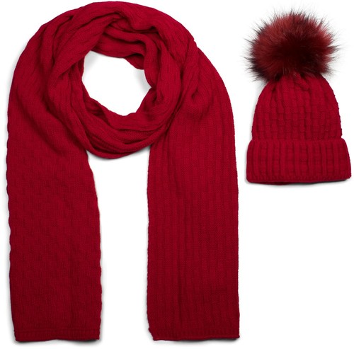 Unisex Strick Schal und Mütze Set Flecht Muster Thermo-Fleece Innenfutter Winter - Bild 14 von 81