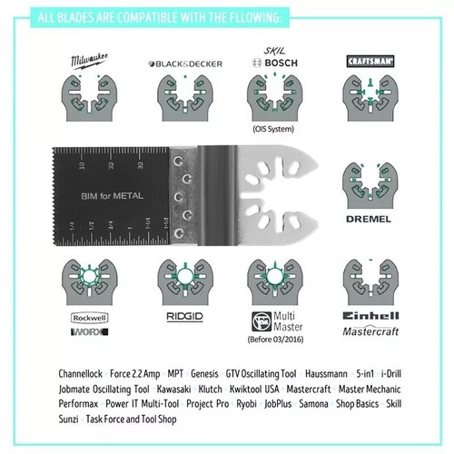 22tlg Multitool Zubehör Sägeblatt-Set Metall Holz für Makita Einhell Multimaster - Bild 9 von 12