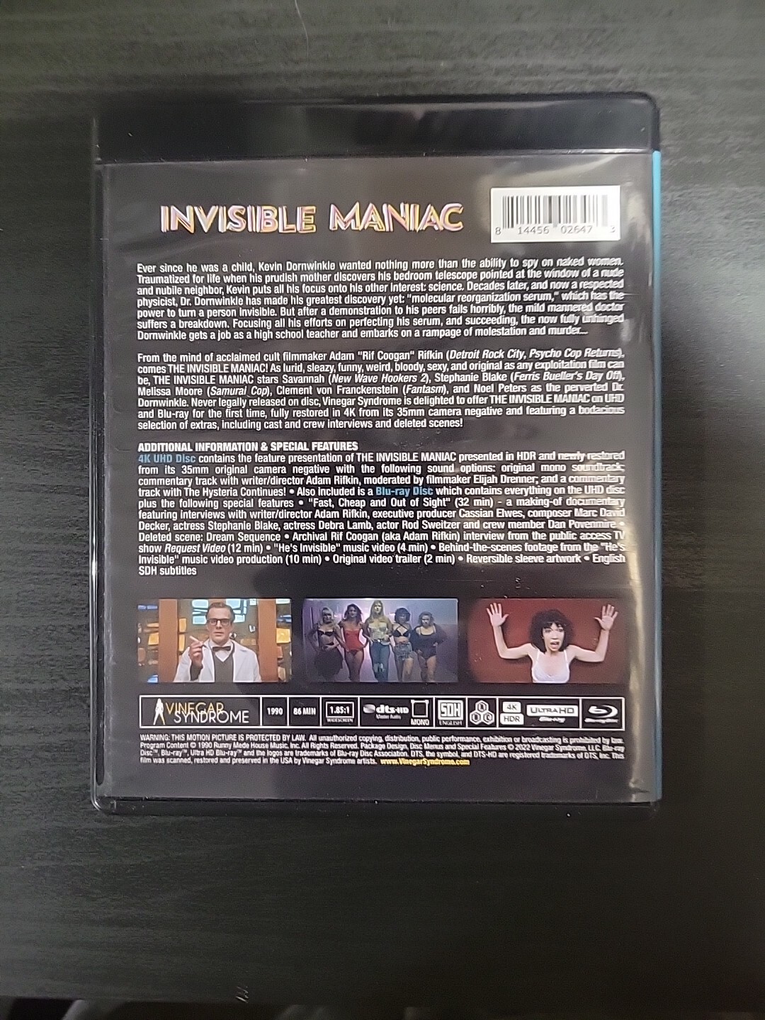 Invisible Maniac (Ultra HD + Bluray, 1990) Vinegar Syndrome Adam