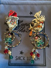 Lunch At The Ritz HE'S MAKING A LIST LOOPS clip Earrings & Menu Card!