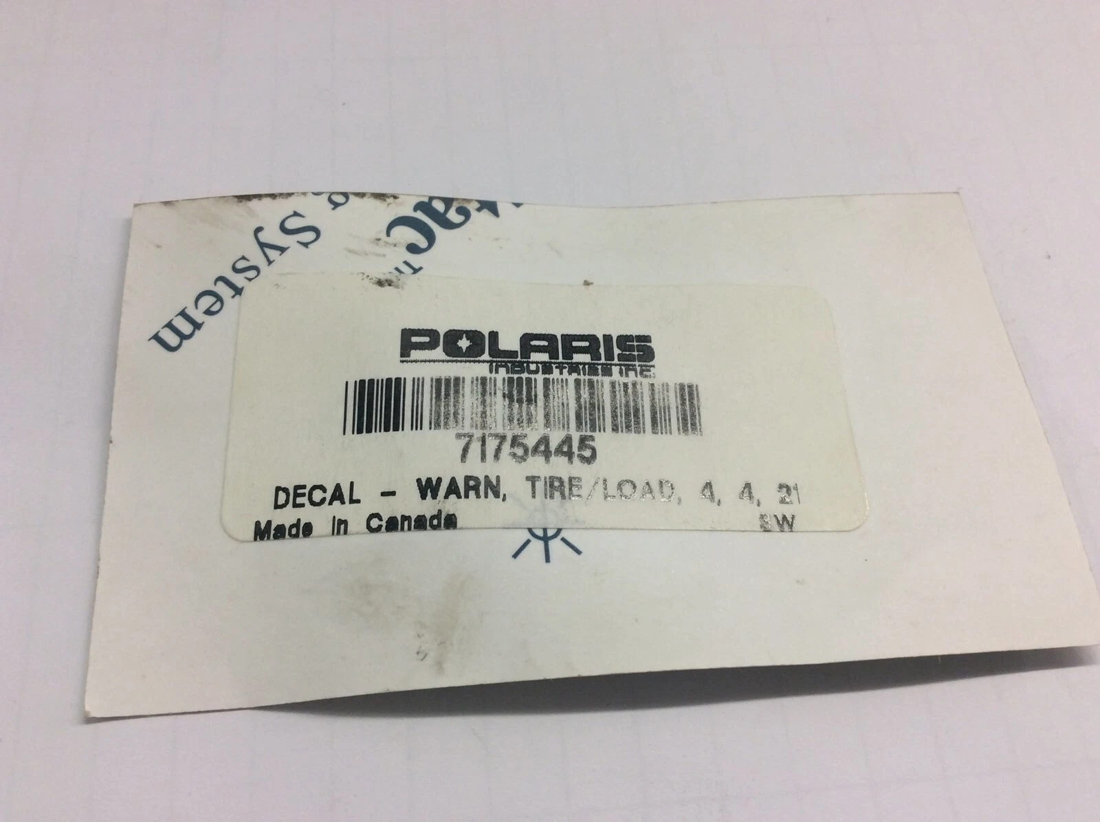 Decal, Warning, Tire/Load