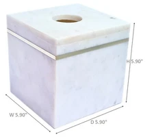 Natural White MARBLE TISSUE COVER WITH BRASS INLAY
