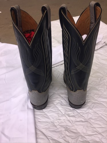 Tony Lama USA Made Black Label 8056 Womens 6.5B Blue Gray Leather Western Boots - 第 3/9 張圖片