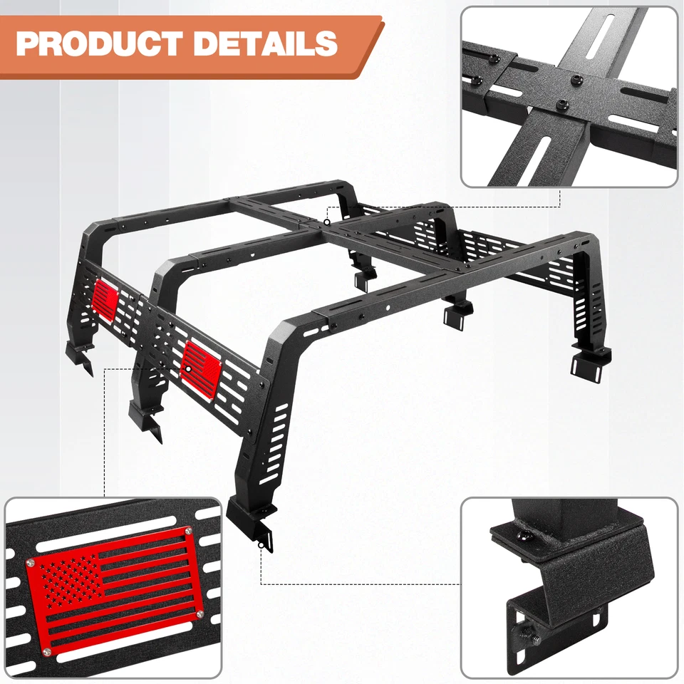 Adjustable Truck Rack Bed Rack Heavy Duty Toyota Tacoma 2005-2025 Tundra 2014-24 Foto 4 de 4