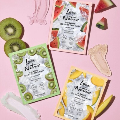 ORIFLAME LOVE NATURE GEL TO ICE GESICHTSMASKE stumpfe müde trockene Haut Kiwi Wassermelone