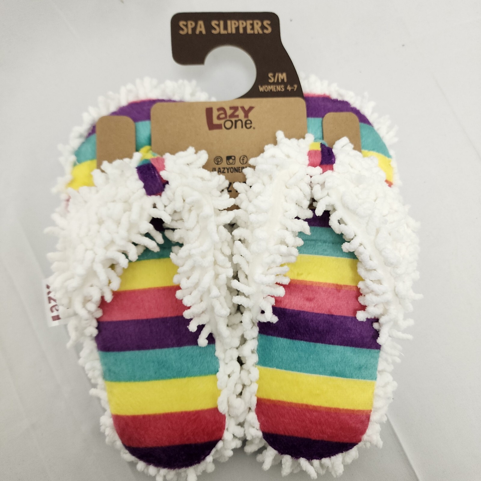 Rainbow Spa Slippers for Women Cozy Flip Flop House Shoes NWT-image