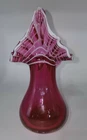 Fenton? Fuchsia Jack In The Pulpit White Threaded Opalescent Vase Pontil