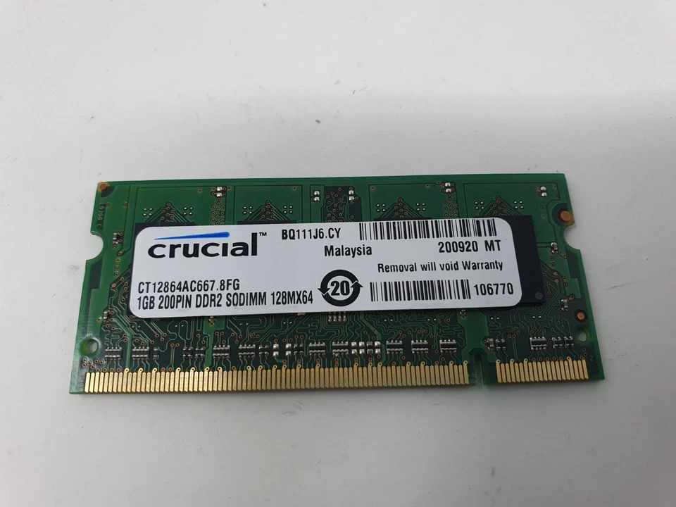 HP Compaq 6720S RAM Memory 1GB DDR2 PC2-5300s Crucial CT12864AC667.8FG - Image 3 of 4