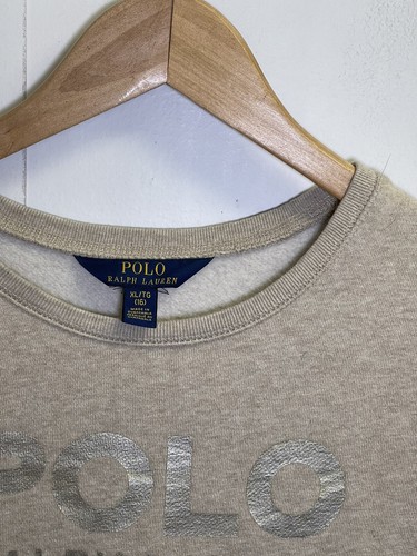 Polo Ralph Lauren Beige Spell Out Logo Sweatshirt Big Girls Size XL Women’s S - Picture 2 of 6